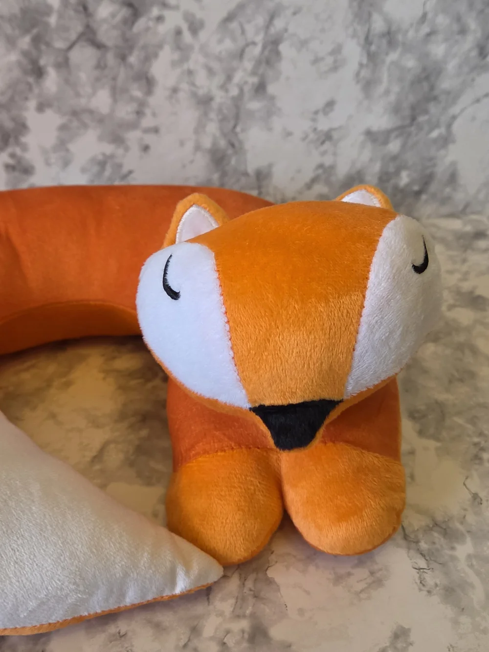 Plush Orange Fox Neck Pillow for Kids - Cozy Travel Support